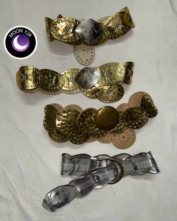 Y2k Chunky tie around Gold disc belts