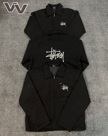 Stussy reworked style black embroidery Detroit jackets #5126