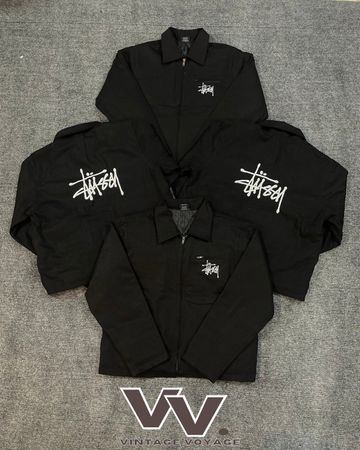 Stussy reworked style black embroidered Detroit jackets #5126