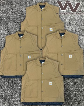 Carhartt reworked style tan button down gilets #5126