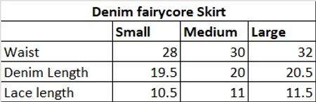 アップサイクルされたフェアリーコアデニムスカート