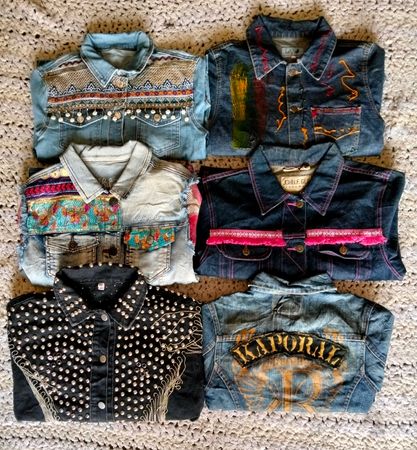 Denim embroidery woman jacket 15 pieces