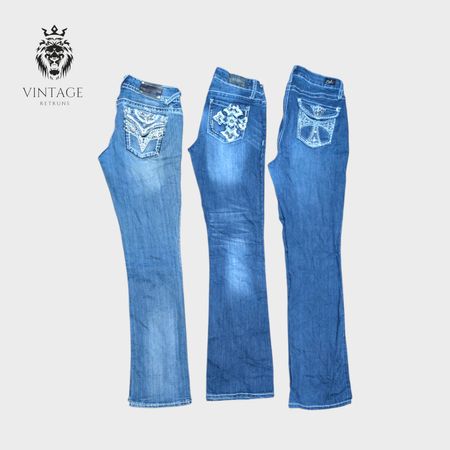 Y2K Embellished And Embroidered Flare Jeans