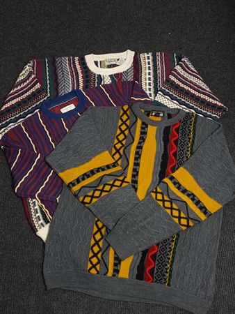 Coogi Style Sweater | 3D Knit Pattern | Y2K Retro Streetwear