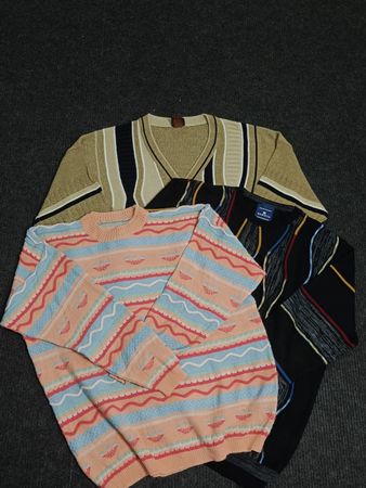 Coogi Style Sweater | 3D Knit Pattern | Y2K Retro Streetwear