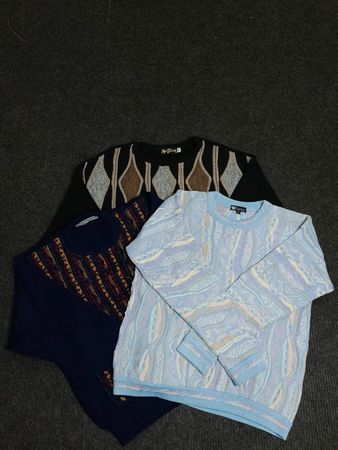 Coogi Style Sweater | 3D Knit Pattern | Y2K Retro Streetwear