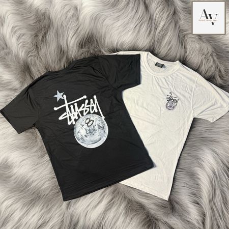 Stussy Überarbeitung Stil 8ball Disco weiß&schwarz T-Shirt