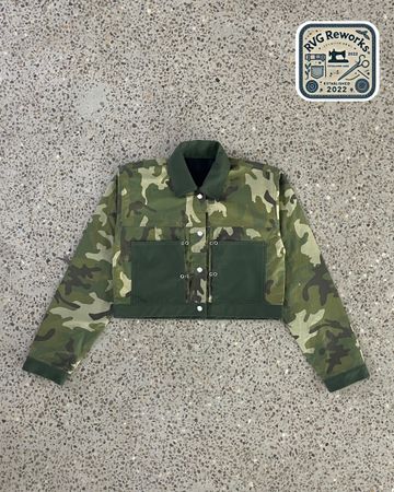 Upcycled Crop Double Pocket Jacket