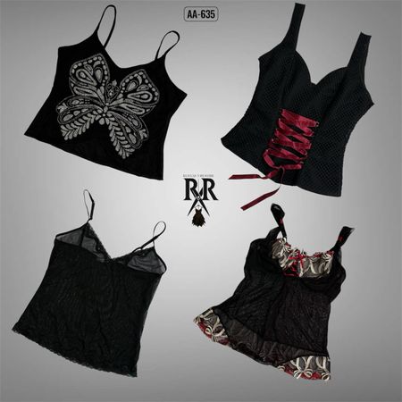 Y2K Unique Black Gothic Cami Tops (AA-635)