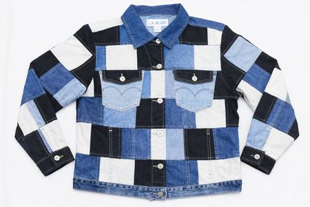 CR1109 Upcycled Patchwork Denim Jacket