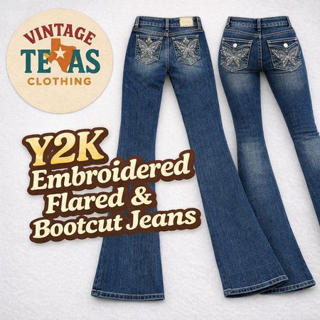 Y2k Embroided Flared and Bootcut Jeans 0001