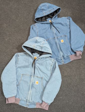 Carhartt Blue Denim Washed Active Wear Rework Style Jackets