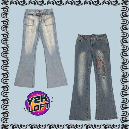 Y2K Cyber Girl Era Denim Flared Jeans