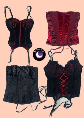 Y2k Romantique Gothique Corsets Noir à lacets (M-945)