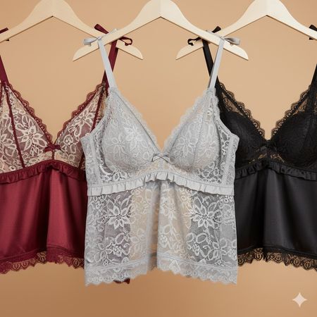 Vintage Lace & Satin Crop Tops - Premium