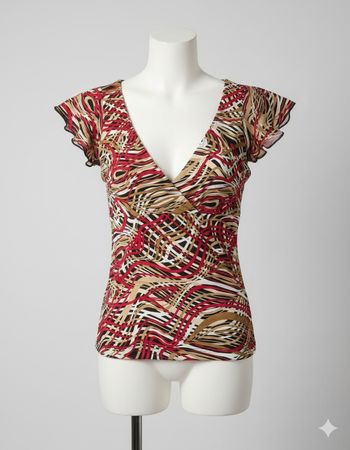 1980 - Y2K Style Printed Blouse