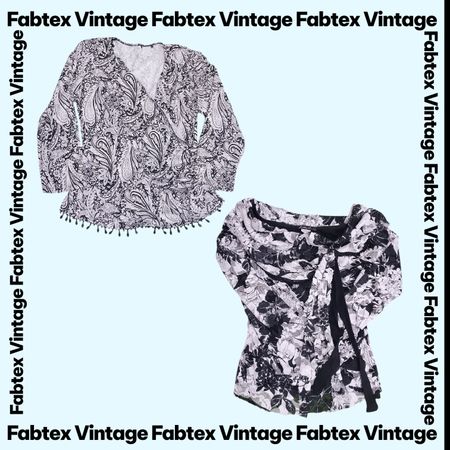(FV-844) Y2K Black White Aesthetic Floral Printed Tops