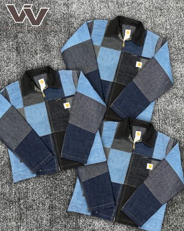 Carhartt reworked style denim patchwork Detroit jackets #8126