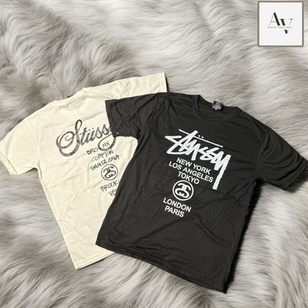 Stussy reworkstyle back and front worldtour white&black tee