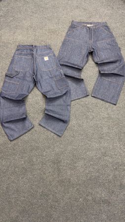 Carhartt Dark Blue Raw Denim Double Knee Rework Style Jeans