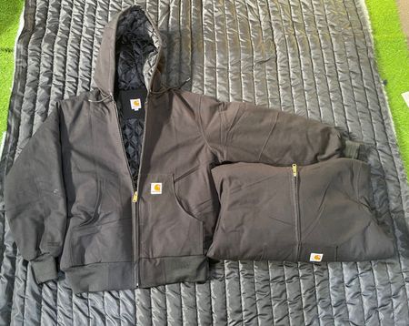 Carhartt rework style black hooded jacket