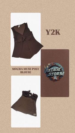 Y2K Mocha Muse Poly Blouse