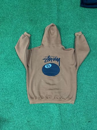 Rework style embroidered 8ball stussy mustard hoodies