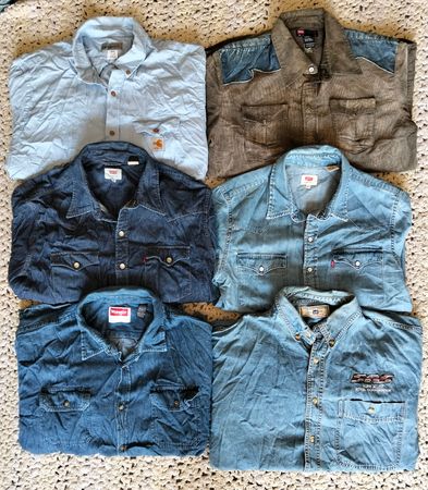 Camicia in denim misto con marchio