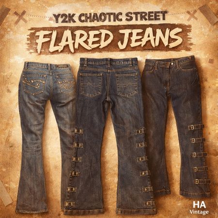 Y2K Street Chaos Flared Denim Jeans