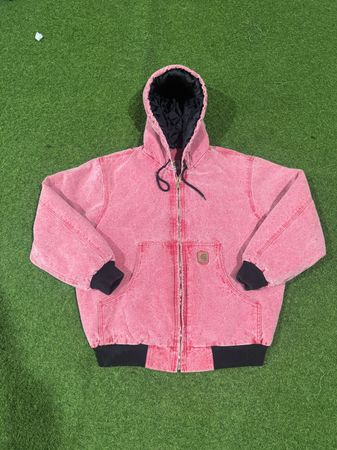 Rework style carhartt acid wash red colour hoodid jacket
