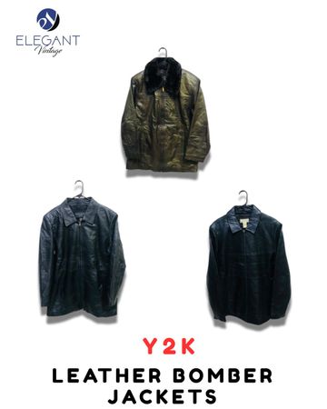 Y2K Leather Bomber Jackets - EV1917