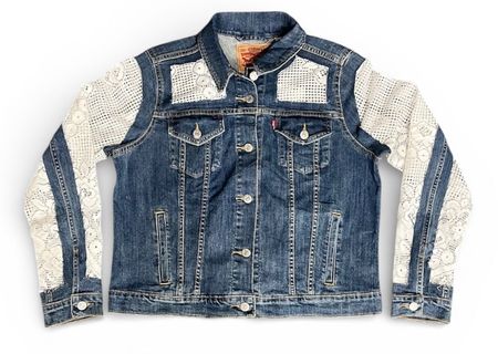 Fs-68 Upcycled levi’s denim jacket net patchwork