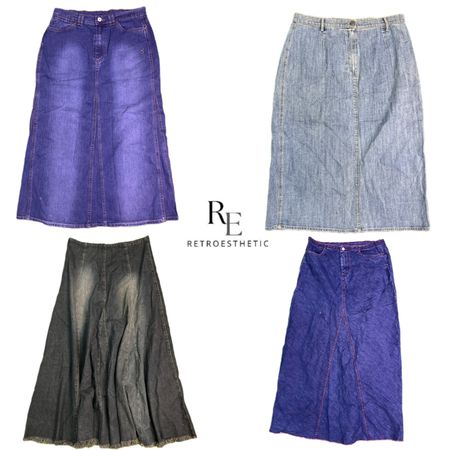 Y2K NYC IT Gitl Denim Maxi Skirts Re-2731