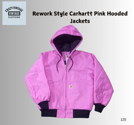 Carhartt rework style pink hooded jacket