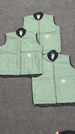 CARHARTT GILLET GREEN REWORK STYLE