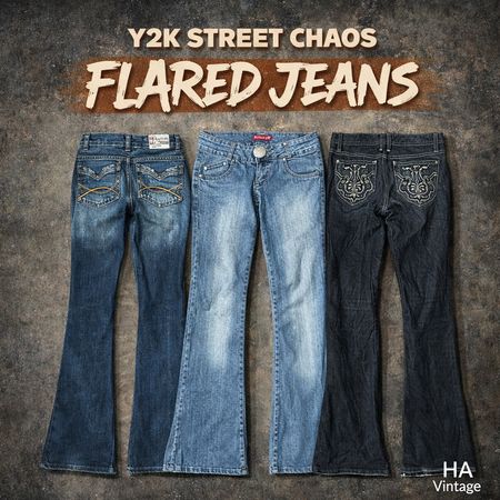 Y2K Street Chaotic Flared Denim Jeans