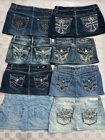 R346 Upcycled Ladies Embellished Micro Mini Skirts