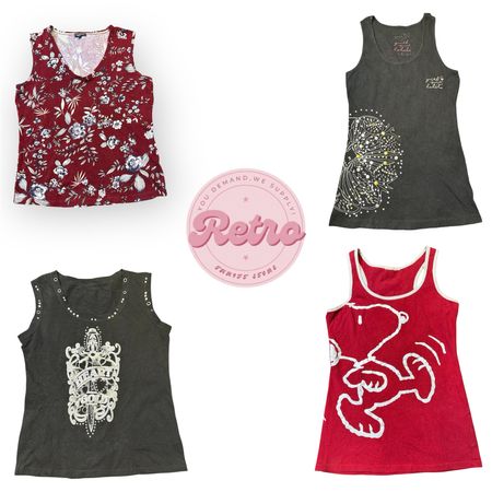 Vintage Black Studded Crown Graphic Sleeveless Retro Women Top  (E)