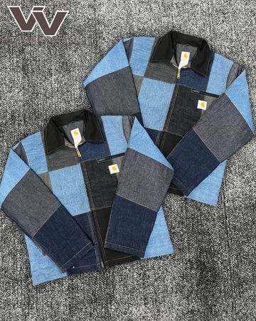 Carhartt reworked style denim patchwork Detroit #12126