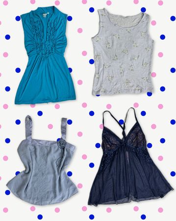 Y2k アクア ガーリー トップス！ TT-092