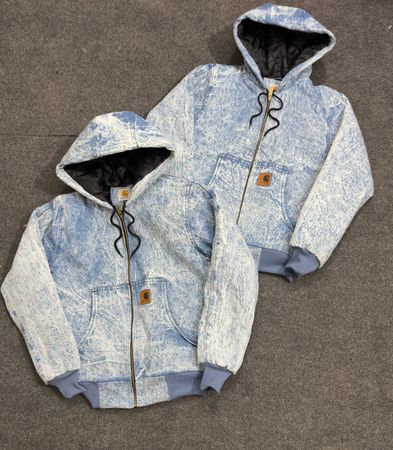 Carhartt Active Wear Blue Denim Washed Rework Style Jackets
