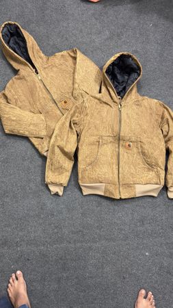 Carhartt Active Wear Brown Denim Washed Rework Style Jackets