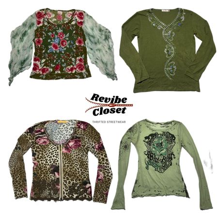 Y2K Forest Vibe Printed Long Sleeve Tops RC-004