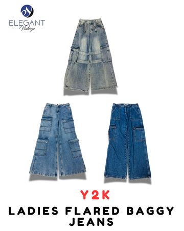 Y2K Ladies Flared Baggy Jeans - EV2024