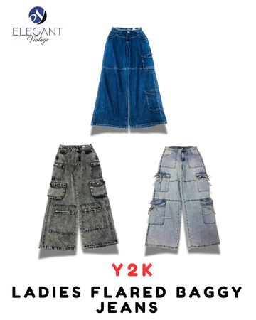 Y2K Ladies Flared Baggy Jeans - EV2026