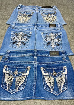 Y2K embroided/Rhinestone Denim mini skirt