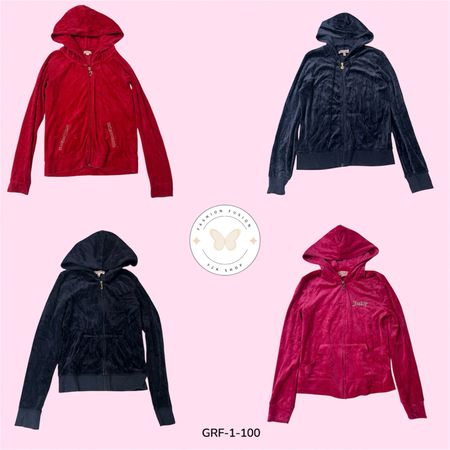Y2K Juicy Couture Velour Hoodie – Vintage Glam Comfort (GRF-1-100)