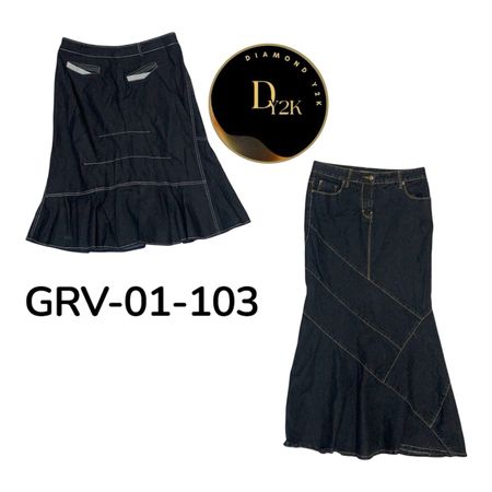 Vintage Y2K Denim  Midi Long Skirt – Streetwear Look (GRV-01-103)