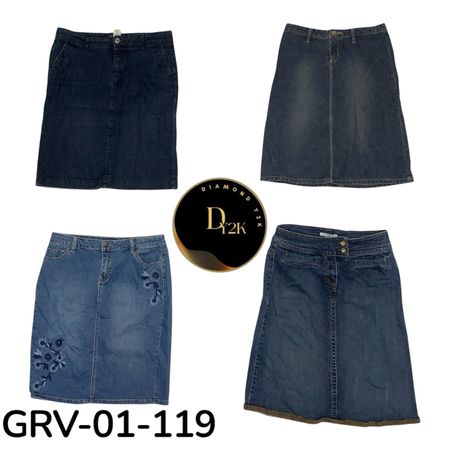 2000s Y2K Denim Midi Skirt – Classic Retro Style (GRV-01-119)
