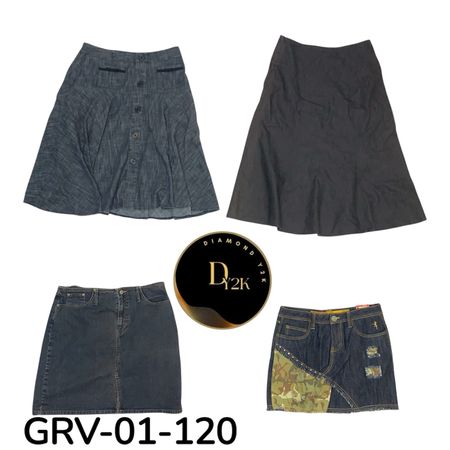 Gonna midi mini in denim a vita alta Y2K – Modern Retro (GRV-01-120)